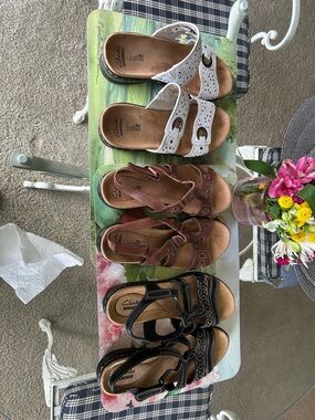 Clarks Women's Sandal Trio - White, Brown, Black